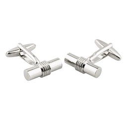 Bar shaped Rhodium cufflinks