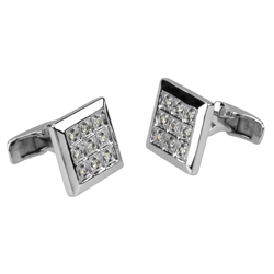 Square cufflinks with cubic zirconia