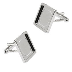 Square Rhodium plated cufflinks with recess