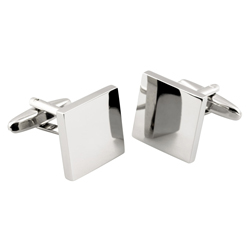 Square sterling silver cufflinks - for engraving 17 x 17 x 3 mm