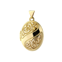 Patterned gold locket