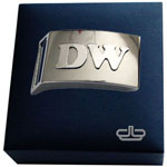 Devanet Sterling silver initials onto belt buckle